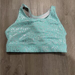 Mint Leopard Print Sports Bra